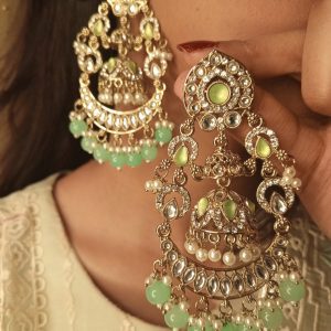Kiran – Kundan Jhumki Chand Baliyan Earrings