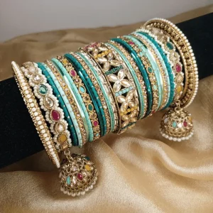 Emerald Jewel - Luxury Bridal Kundan Jhumki Set