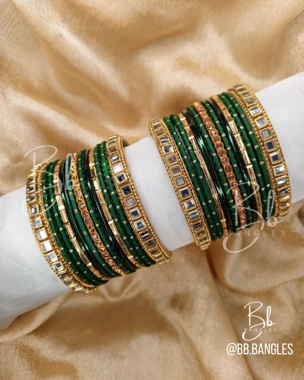 Exude effortless grace with Zoya, a set that lives up to its name by being a true delight to the eyes. This collection is the perfect marriage of Mirror Kundan artistry and the soft glow of golden nug Chori. Designed to be the ultimate versatile accessory, it features a timeless gold accent that complements any ensemble. Whether you are searching for the perfect Eid bangles or a bespoke bridesmaid gift, this set offers a royal touch that transcends trends.